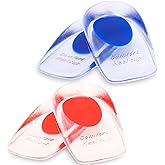 JayruiMice Gel Silicone Heel Cups/Pads - 2 Pair Heel Lifts for Plantar Fasciitis,Heel Pain Shoe Inserts Heel Protectors,Achilles Tendonitis,Comfort Cushion Insoles for Women/Men(Blue/Red,Large)