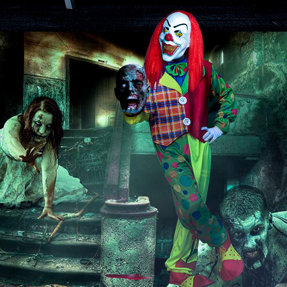 Halloween Scary Clown Mask Pennywise Stephen King\'s It Mask Halloween Horror Decoration for Adults