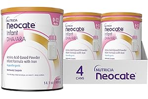 Nutricia Neocate Infant - Hypoallergenic, Amino Acid-Based Baby Formula - Well-Tolerated & Supports Normal Growth - Infant Formula with DHA, ARA & Iron - 14.1 oz can (Pack of 4)