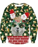 NEWISTAR Donne Uomo Natale Maglione Top Lungo Manica Unisex Retro X-mas Pullover Santa Felpe S-XXL