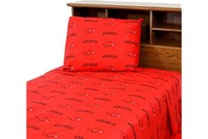 College Covers NCAA Arkansas Razorbacks Printed Sheet Set, Twin X-Large, Red