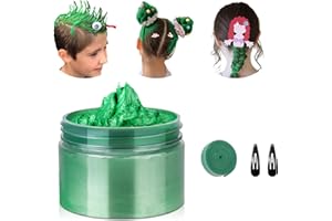 ZUAOOZ Temporary Hair Color Wax Kit, Stocking Stuffers for Teen Girls, Instant Hair Dye Color Wax Washable Natural Hair Color Cream for DIY Hairstyle on Crazy Hair Day, Children's Day, Christmas (Green)