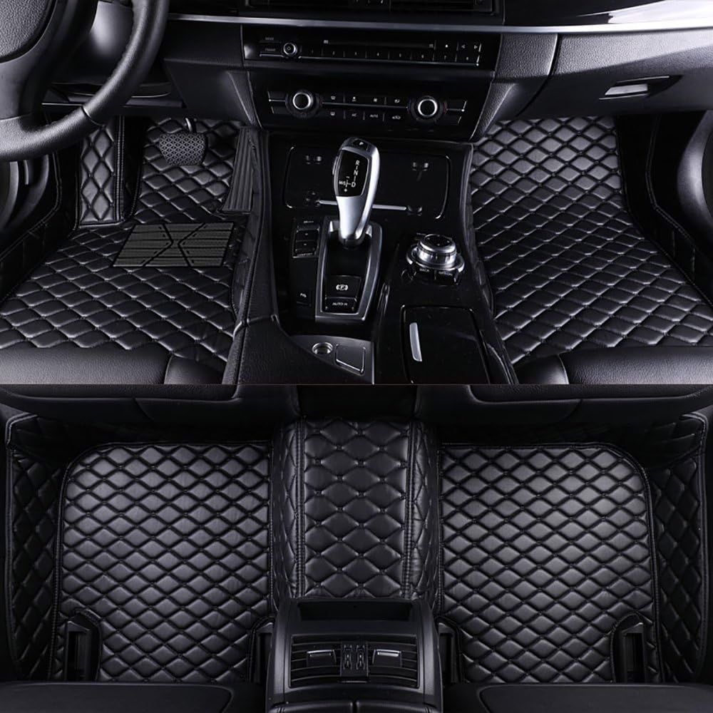 VEVAE Custom Car Floor Mats for Alfa Romeo Giulia 2017-2018 Laser Measured Faux Leather, All Weather Full Coverage Waterproof Carpets XPE Car Liner (Black with Black Stitching)
