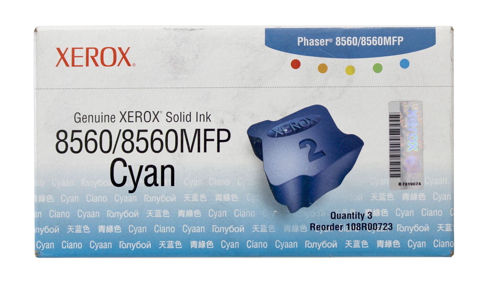 Xerox Phaser 8560/8560 MFP Cyan Solid Ink (3,400 Pages) - 108R00723