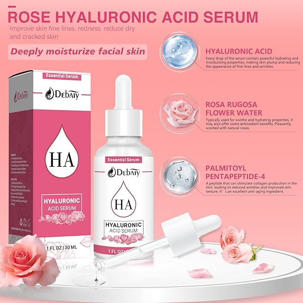 DEBAIYIYA DEBAIY 3 PACK ROSE HYALURONIC ACID SERUM FOR FACE MOISTURIZING ANTI-AGING SERUM -(1FL.OZ|30ML)