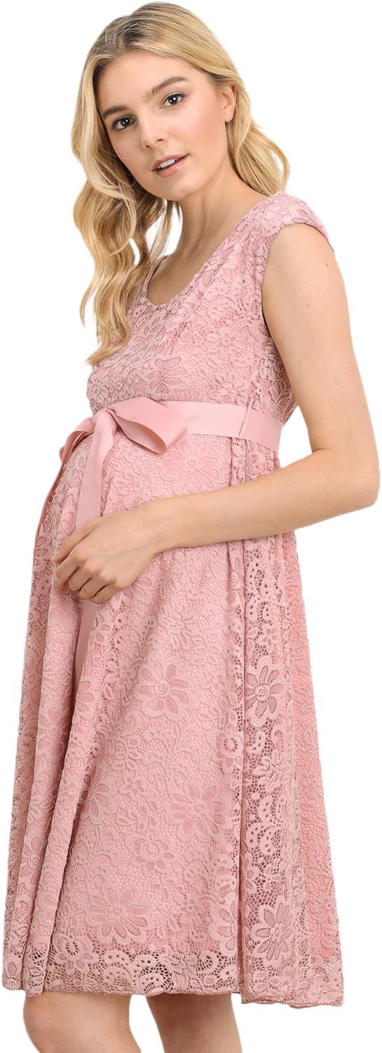 HELLO MIZ Maternity Floral Lace Baby Shower Party Cocktail Dress with Ribbon Waist at  Women’s Clothing store