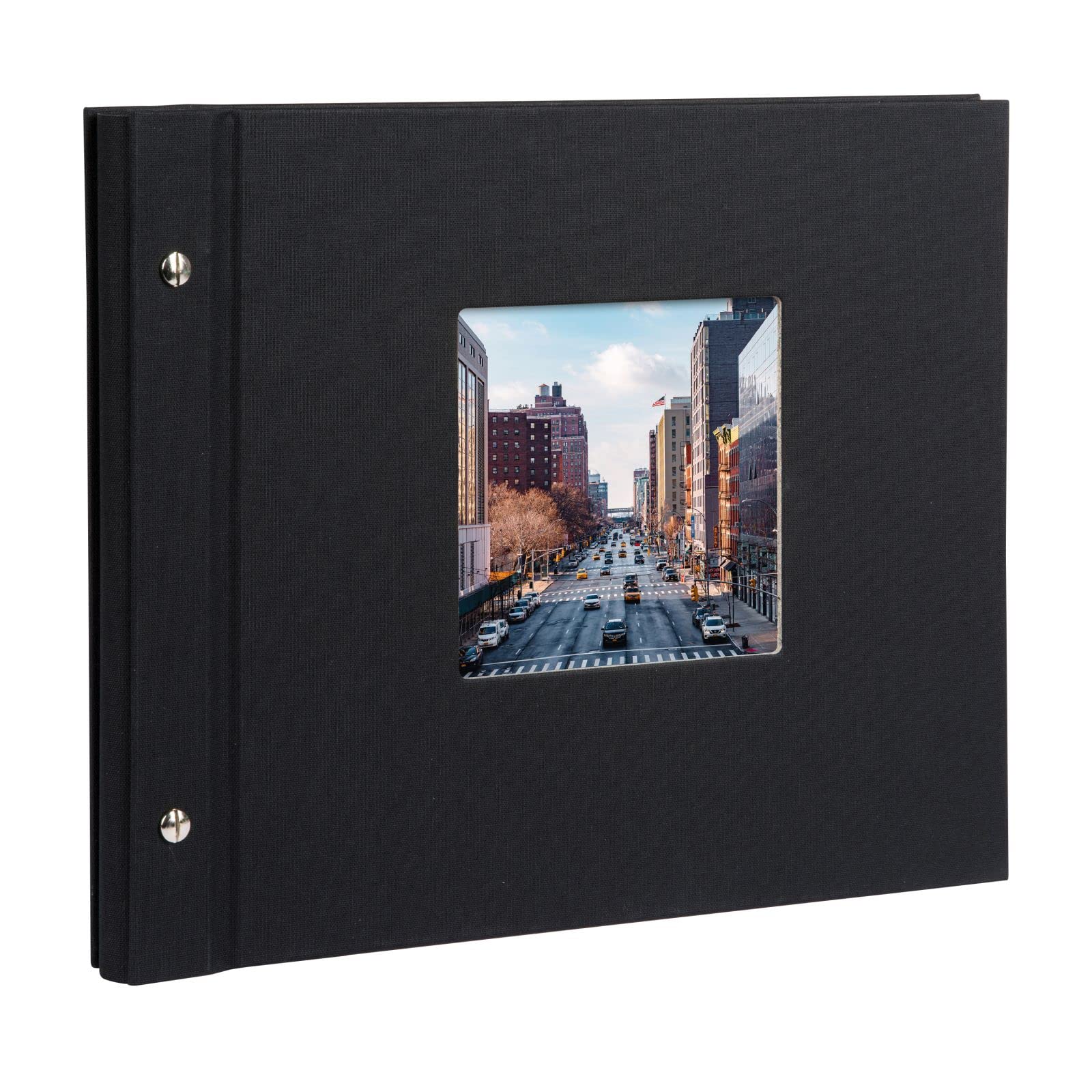 goldbuch Bella Vista 26897 30 x 25 cm Photo Album with 40 White Pages with Glassine Dividers Album Expandable Canvas Photo Book Black