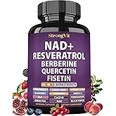 NAD Resveratrol Supplement with Berberine, Quercetin, CoQ10. Anti-Aging Formula for Women & Men. Liposomal NAD Plus, NAD+ Booster, Pure Organic Vitamin, USA