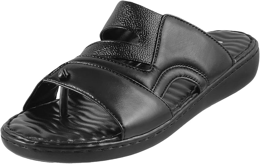 Metro Men's Black Leather Slippers (168888) Slippers