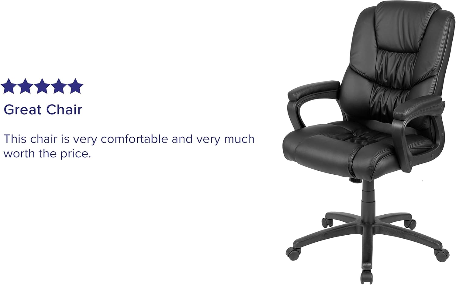 Flash Fundamentals Big & Tall 400 lb. Rated Black LeatherSoft Swivel Office Chair with Padded Arms: Furniture & Decor