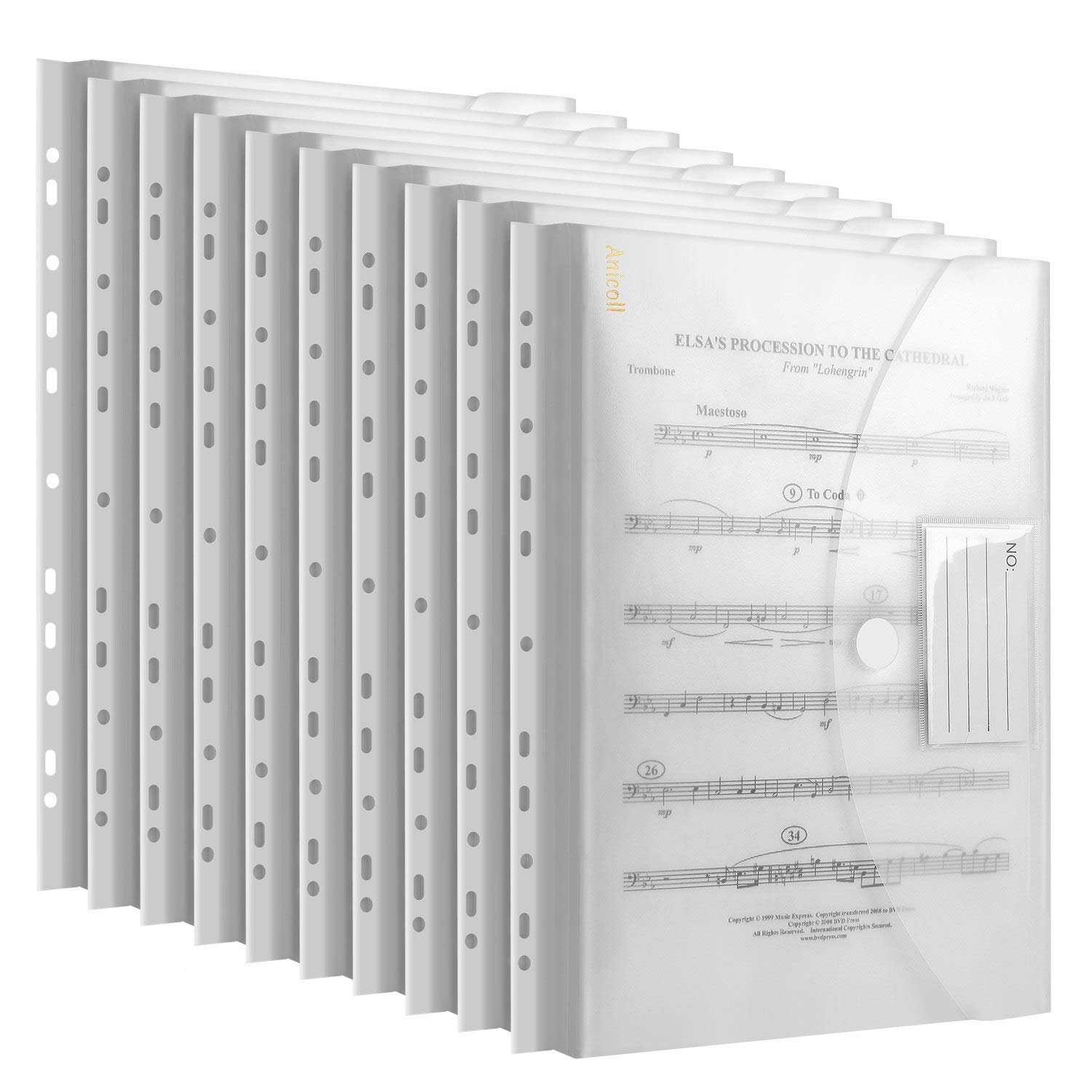 Document Wallet A4 20 Pack Three-Dimensional A4 Document Folder Folder for Documents Organising with Binder Holes/ Closure and Label Pocket Waterproof Each Up to 300 Papers
