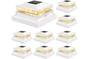 Flyingod Solar Post Caps Light, Fence Post Solar Light for 4x4 5x5 Wooden/Vinyl, Courtyard Atmosphere Warm Lighting LED with IP64 for Decorate Deck Garden Patio Porch (White, 8 Pack)