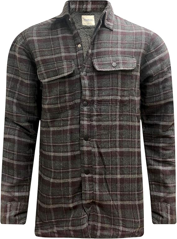 New Mens Fleece Padded Lumberjack Shirt Jacket Fur Lined Sherpa Winter