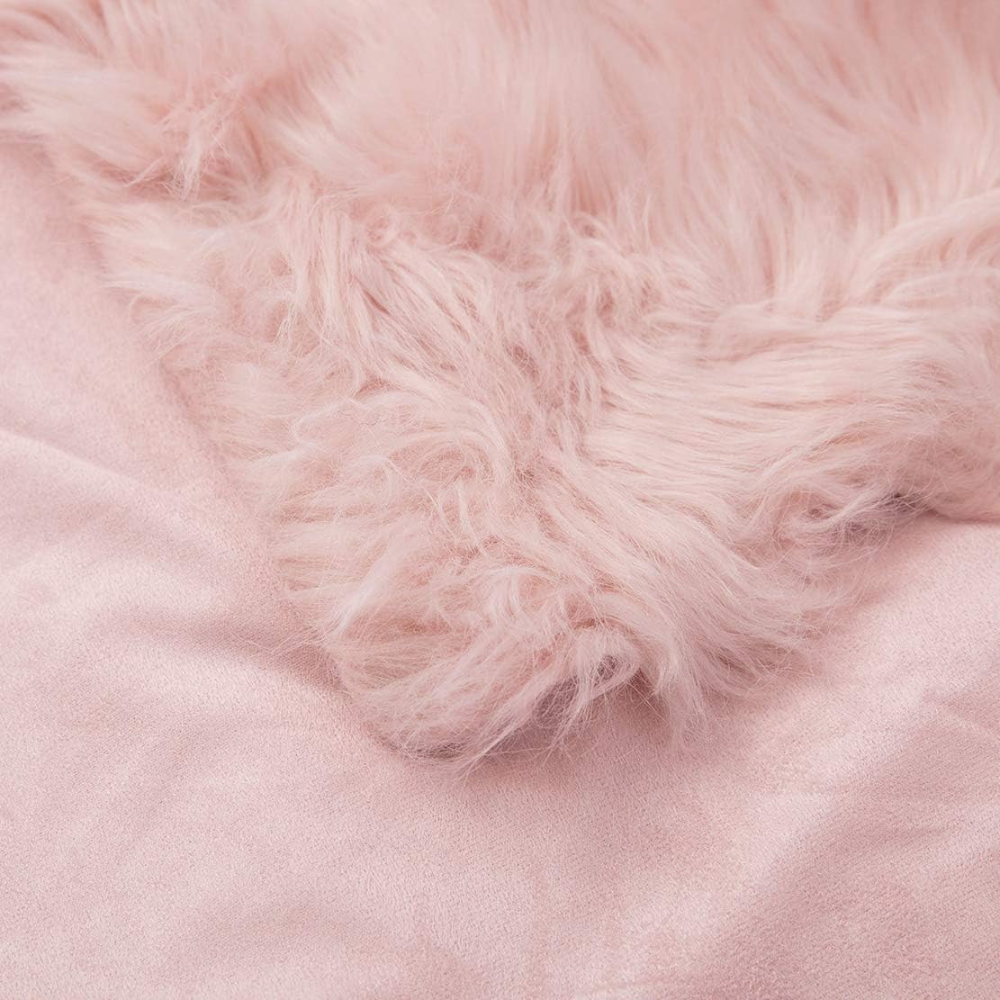 Luxurious Blush Pink Faux Fur Throw Blanket, Shaggy & Fluffy Throw Rug, Ultra Soft with Long Pile & Brushed Tips - Image 4