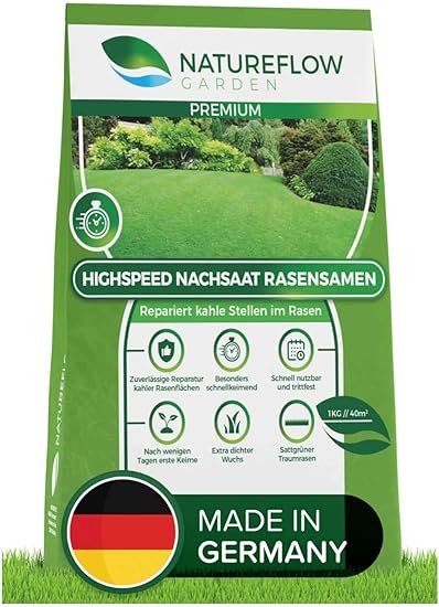 Natureflow Premium Rasen Nachsaat - Besonders Schnellkeimende