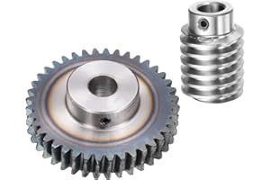 uxcell #45 Steel Worm Gear Set 40T 1.5 Module 40:1 Reduction Rate, Right Rotation Drive Gear Box Wheel Reduce Transmission Part (Gear-12mm Bore 63 mm OD, Rod 12mm Bore)