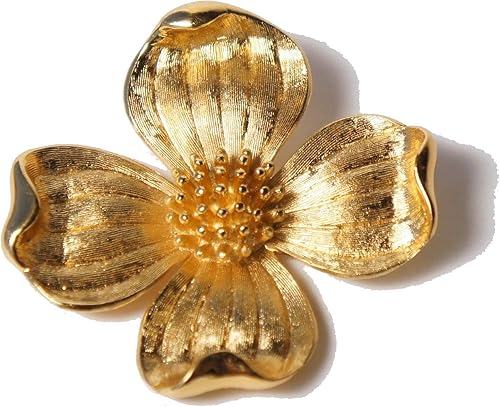 Amazon ヴィンテージ Trifari トリファリ 花水木 ハナミズキ ブローチ L アンティーク Tyrr 花みずき ブローチ 通販