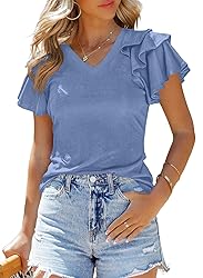 SHEWIN Plus Size Tops for Women 2025 Ruffle Short