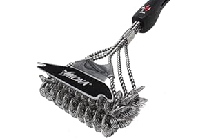 Kona Safe/Clean Grill Brush and Flat Scraper - Speed/Scrape Fits Weber Gas Grills, Flat & Round BBQ Grill Grates - Bristle Fr