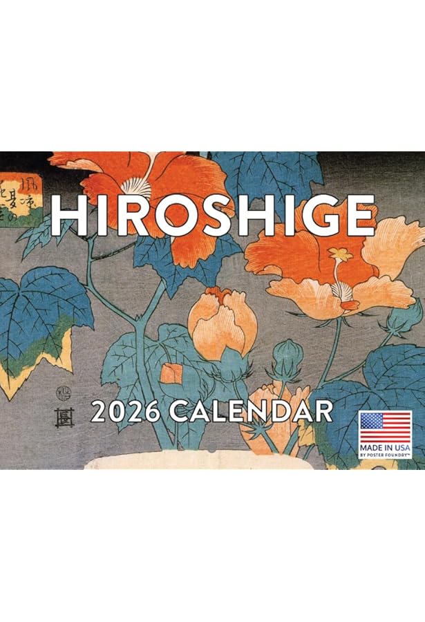 Wall Calendar 2026, Hiroshige Art, 12 Months, Large Grid Design