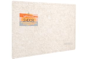 LIGHTOMORROW Bulletin Board, 24 x 18 inches Decorative Felt Pin Board, Cork Board Alternative for Wall, Foldable Photo Board with 20 Pushpins - Oatmeal