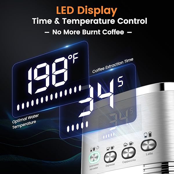 URINTELLS CUISING ESPRESSO MACHINE 20 BAR TEMPERATURE CONTROL LED DISPLAY EXPRESSO MACHINE FOR HOME WITH AUTOMATIC MILK FROTHER FOR CAPPUCCINO LATTE
