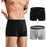 BATTEWA Washable Incontinence Underwear for Men, Instant Absorbent Cotton with 50ml Bladder Leak Protective, Regular Look Boxer Briefs Leak Proof Underwear for Men.(Medium,1Black&1Gray)