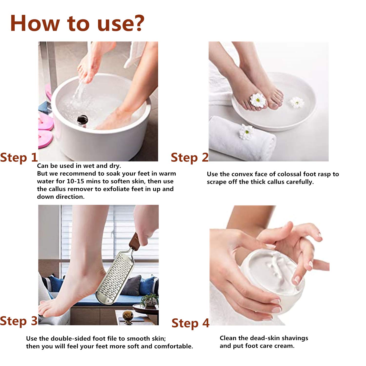 Tooerlen Foot Rasp Foot File Foot Grater, Can be Used on Both Wet and Dry Feet, Best Foot Care Pedicure Metal Surface Tool to Remove Hard Skin, for Extra Smooth and Beauty Foot- (Colossal) : Beauty