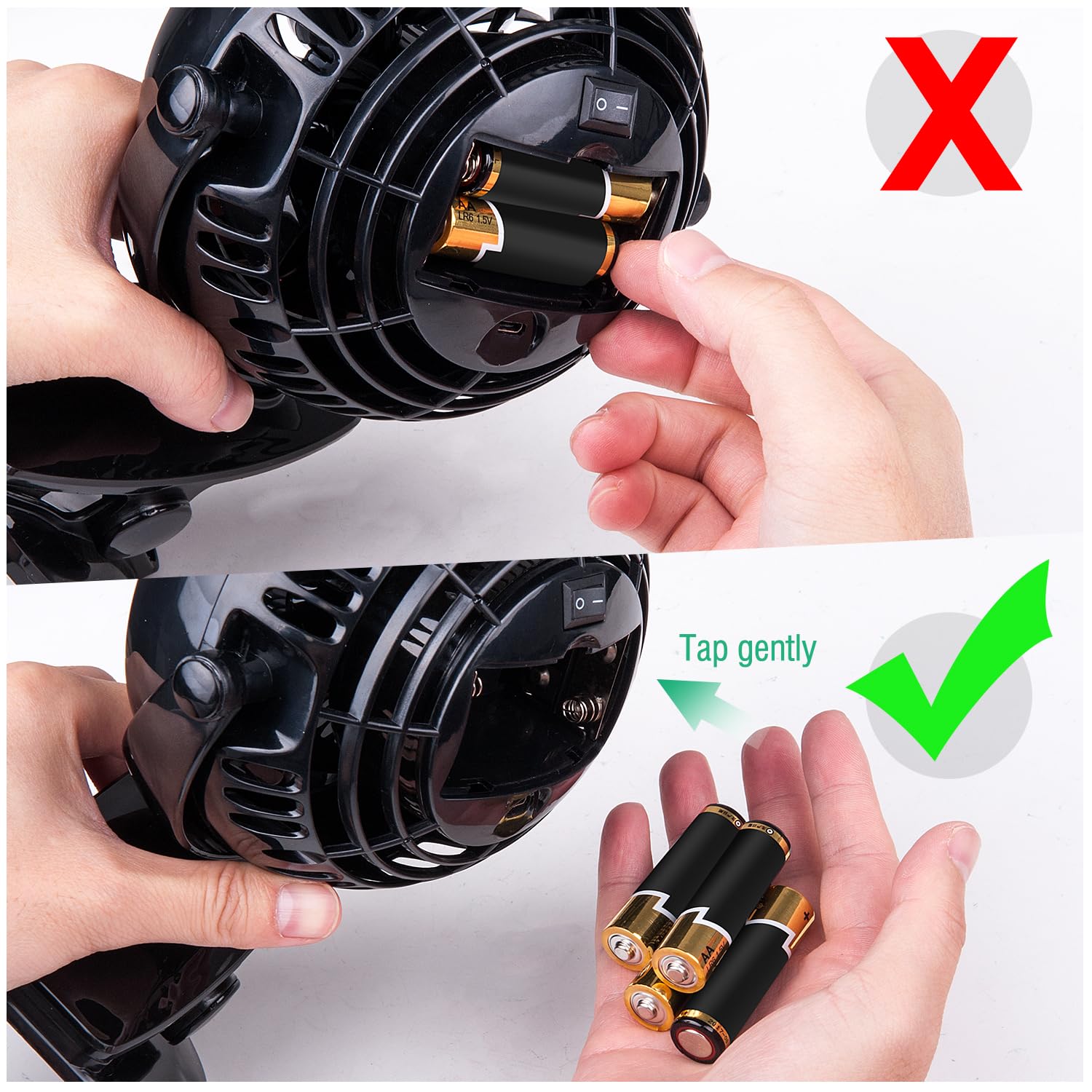 Gazeled Clip on Fan Battery Operated, 360° Rotation, with 8 Free AA Batteries, Quiet USB or Battery Operated Fan, 5'' Portable Battery Powered Clip on Fans for Camping, Stroller, Bedroom, Outdoor