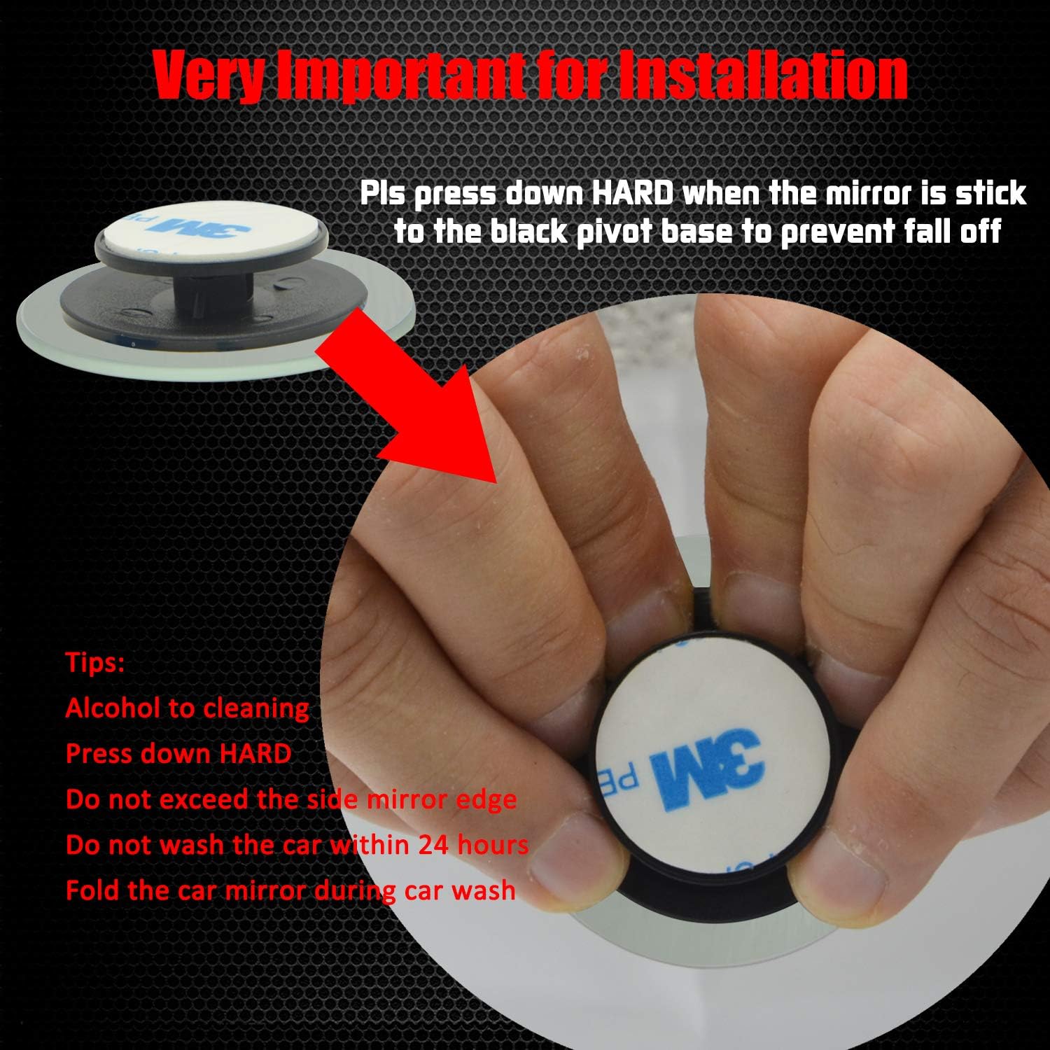 Ampper Blind Spot Mirror, 2" Round HD Glass Convex Rear View Mirror, Pack of 2: Automotive