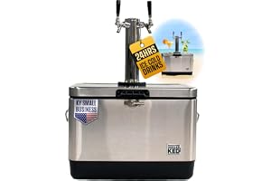 Cooler Keg Portable Kegerator Stainless Steel Insulated Draft System: 2 Refillable 1.75 Gallon Kegs, 24 Hours Ice Cold, No Electricity, Dual Taps, 4 CO2 Cartridges. Beer, Mixed Drinks, Cocktails, Mead