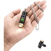 Yemao Rechargeable Keychain Flashlight with Chain, 600 Lumens Mini LED Flashlight,Small EDC Light Easy take with Pocket or Attach to Keyring, Bag, for Everyday Carry and Emergency(Mini)