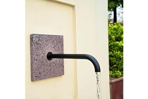 PONDO Solid Brass Made Exquisite Handcrafted Waterfall Fishhook Spout for Landscape, Water Fountain Spout Scupper Luxury Decoration for Pools, Ponds, Water Walls (Black)