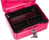 Pavo Premium 8-Inch Metal Cash Box Pink 20x16x9 cm with 2 Keys view 2
