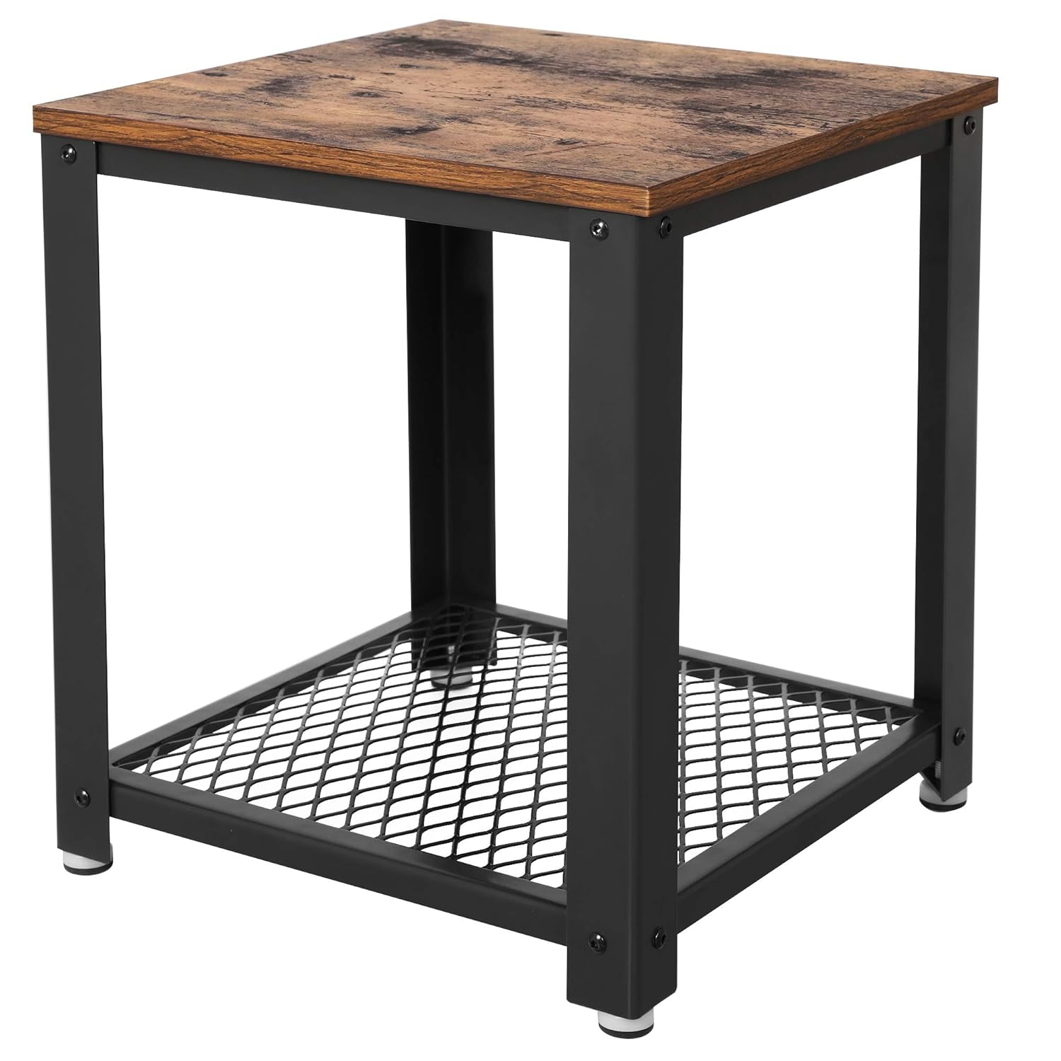 VASAGLE Industrial End Table, 2Tier Side Table, Storage Shelf, Metal