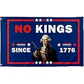 TAKurPIK No Kings Since 1776 Funny Patriotic George Washington Flags Cool Meme Flags Banner 3X5 Ft Room Guys Men Bedroom Mancave College Dorm Indoor Outdoor Wall Blue