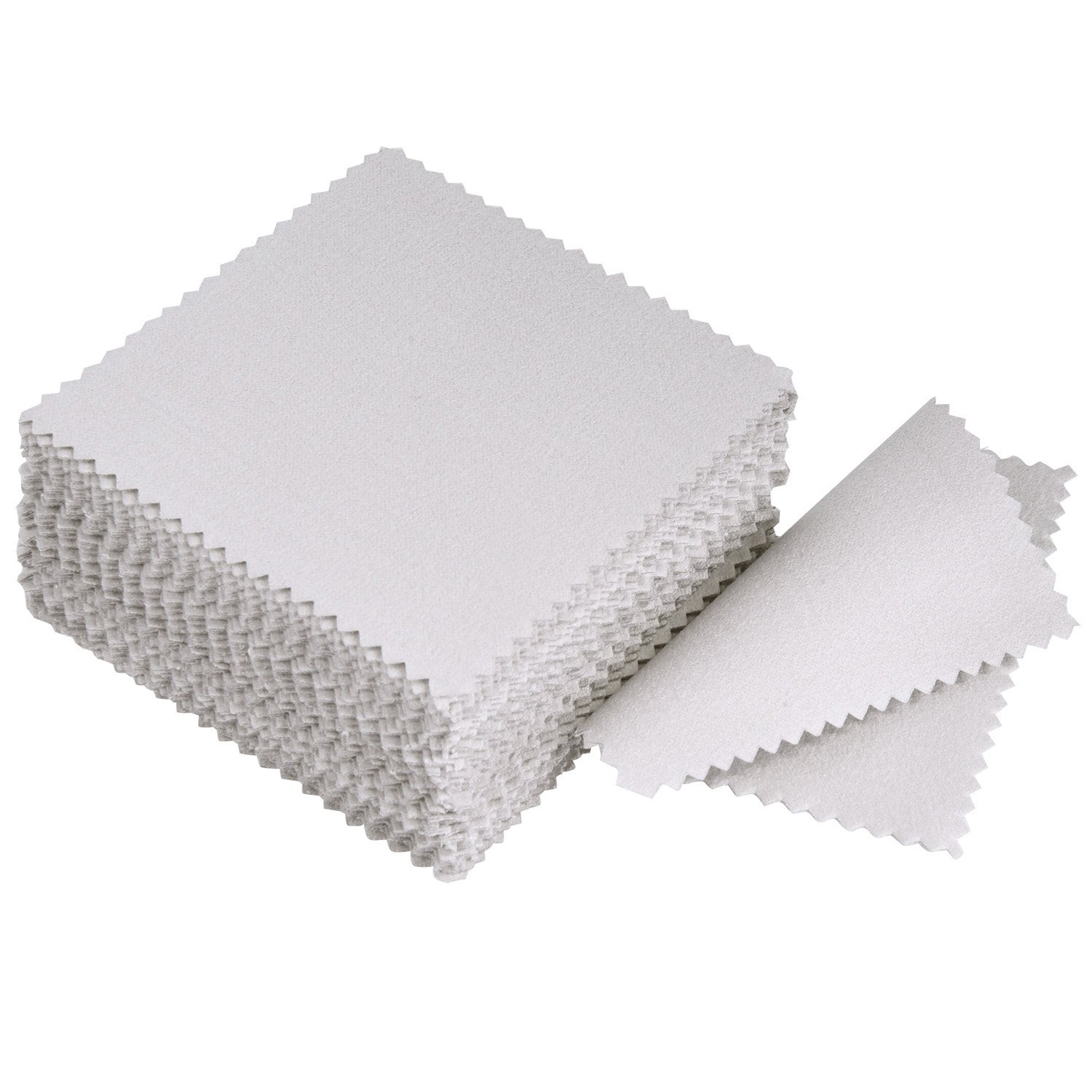 Jewelry Cleaning Cloth Polishing Cloth for Sterling Silver Gold Platinum, 50 Pack (Grey)