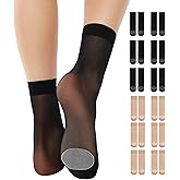 Aaronano 12 Pairs Nylon Socks for Women High Sheer Ankle Socks Hosiery with Reinforced Toe