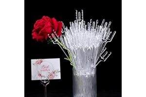 Gloreyan 100Pcs Plastic Floral Pick Card Holder 9inch Clear Fork Shaped Flower Place Card Holder Straight Head Clips for Floral Arrangement Bouquet Wedding Decoration