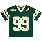 QJQ Men's Jersey Shirts Short Sleeve V Neck Graphic T Shirts Baggy Oversized Tee Summer Y2k Tops Streetwear