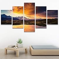 SIGNWIN 5 Panel Canvas Wall Art Modern Art Dramatic Farmhouse/Country Mountain Multicolor Nature Photography for Home Decorations Ready to Hang - 60