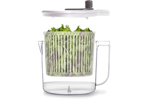 BINO | Salad Spinner - 2.6 Qt | Small Manual Lettuce Spinner with Built-in Draining System | Salad Spinner, Colander, and Wat