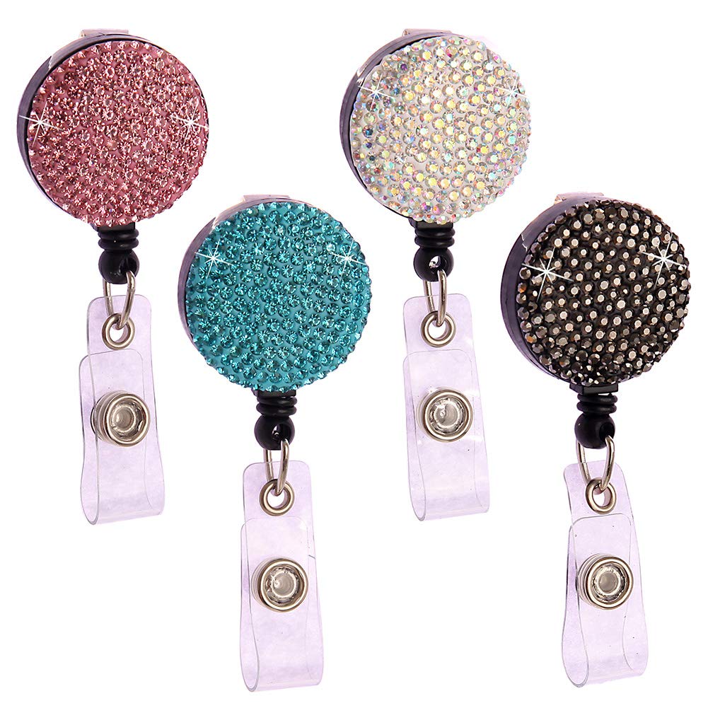 4 Pcs Retractable Badge Holder with Clip Attachment, Badge Holder with Reel Clip for Identity Card Pass Badge, Badge Holders for Nurse, Teacher, Student, Workers, Assorted Color