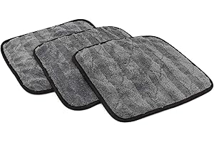 The Rag Company Gauntlet Car Drying Towel - 70/30 Korean Microfiber, Dries Faster Without Scratching, 900gsm, 12x12 inches, Ice Grey/Grey, 3 Pack