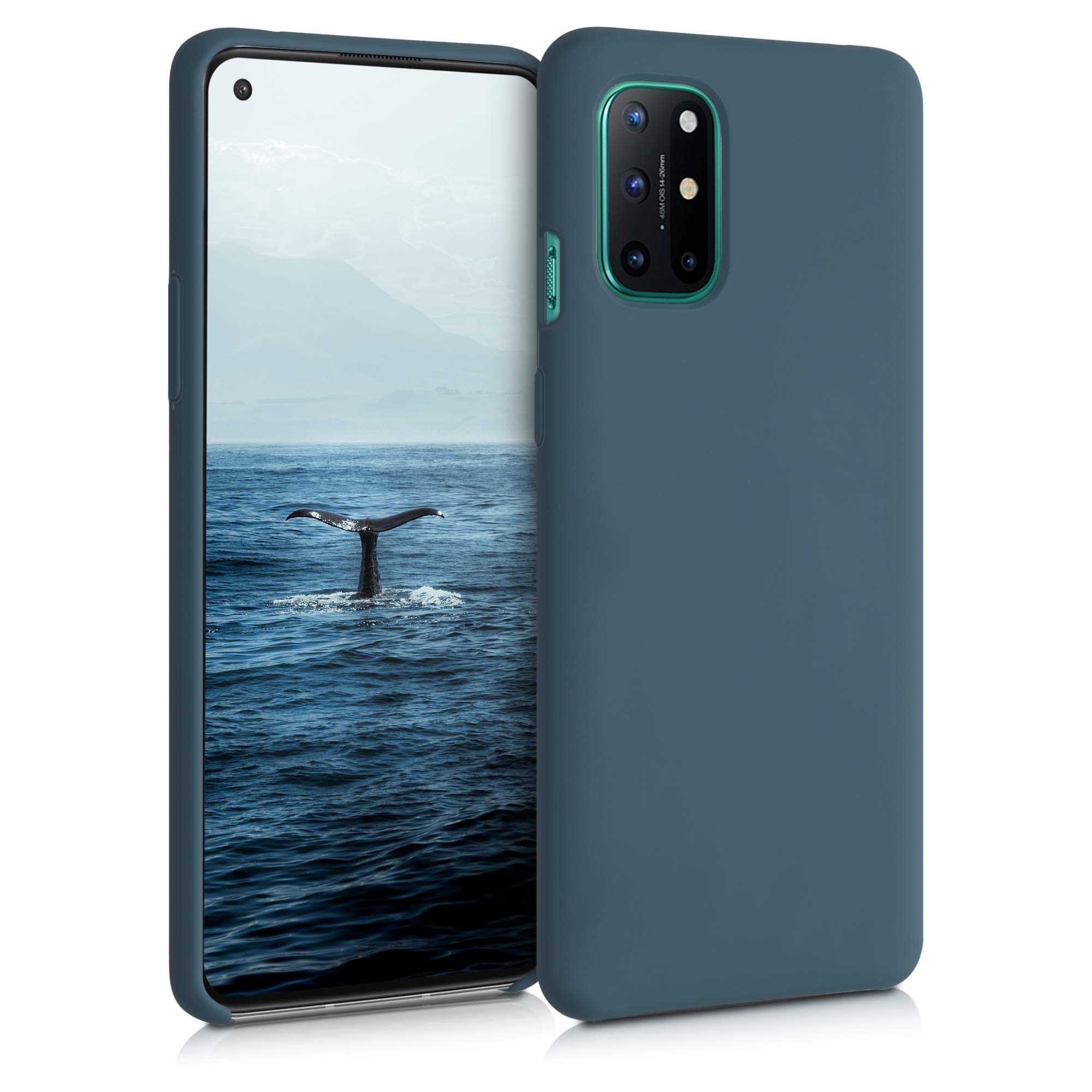 kwmobile Case for OnePlus 8T Case - Soft Cover - Shockproof Silicone - Wireless Charging Dark Slate