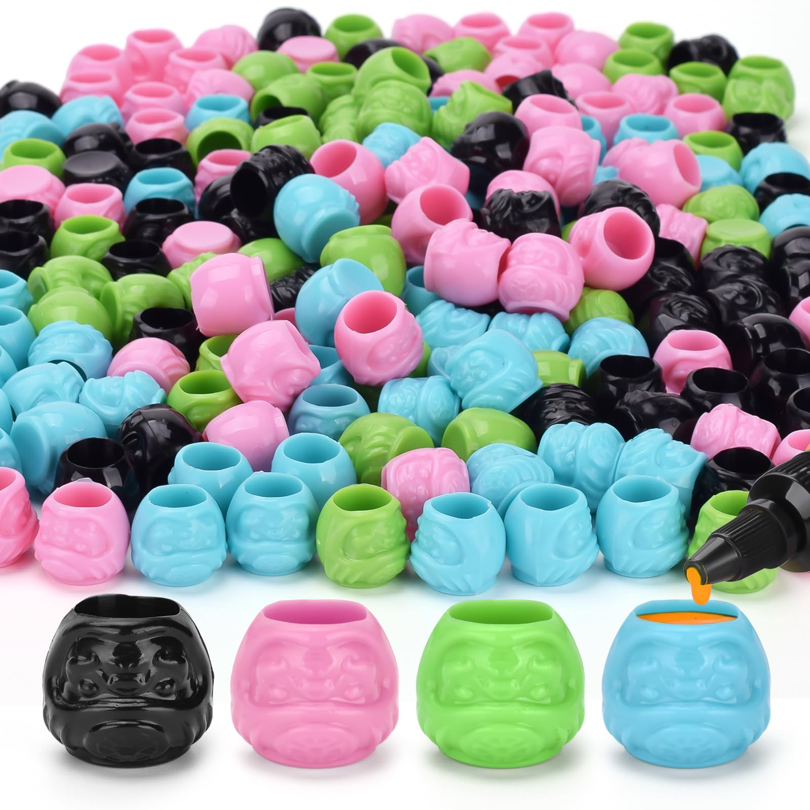 ATOMUS 4 Colors Mixed Disposable Tattoo ink cups 200pcs Pigment Caps Permanent Makeup Container Cap for Holding Tattoo Ink Accessories