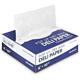 500 Count Pre-Cut Deli Wax Sheets, 6&rdquo; Heavy Duty Pop Up Dry Wax for Restaurant, Disposable Deli Wrap for Burrito, Hot Dog or Sandwich, Stock Your Home