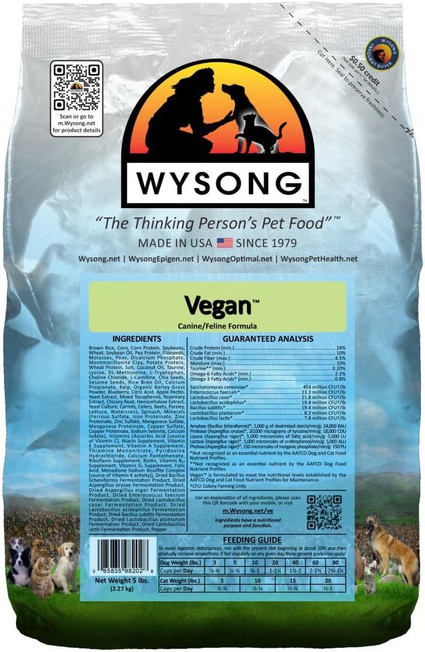 WYSONG PET NUTRITIONAL PRODUCTS 858105 4-Pack Vegan Food for Dogs, 5-Pound