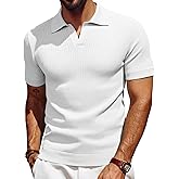 Les umes Mens Short Sleeve Polo Shirts Waffle Knit Casual Shirt Slim Fit Summer Golf Outdoor Shirts