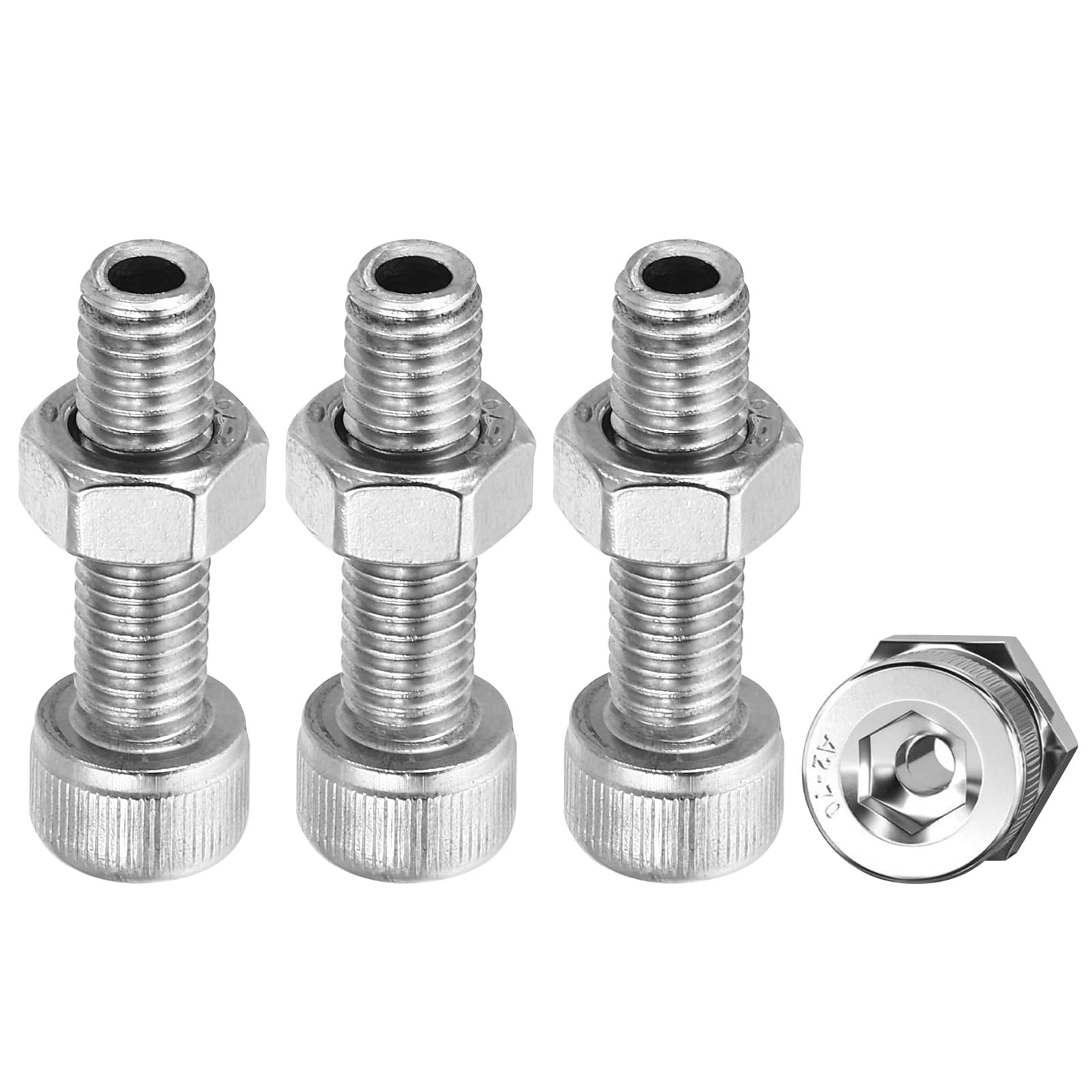 PATIKIL M8x30mm 304 Stainless Steel Hollow Bolt, 4 Set Cylindrical Hexagon Socket Screw Nut Kit Lamp Threading Screws Through Hole Fasteners